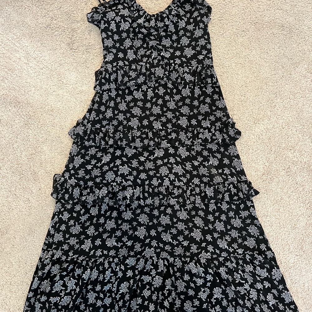Michael by Michael Kors tiered, black and white floral dress